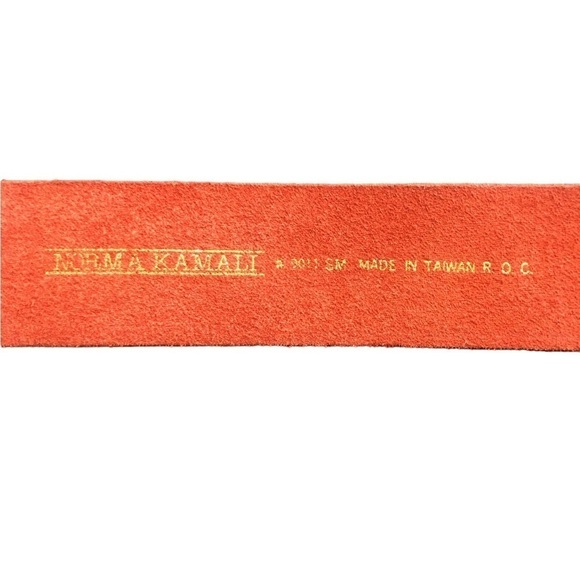 Norma Kamali Leather Belt Sz. S Terra Cotta 2”W Square Buckle Classic Designer main image 4